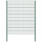 Gossi panou de gard cu stalpi din fier, verde, 176,5x200 cm
