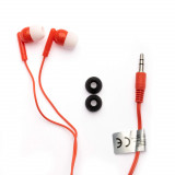 Casti audio cu auriculare din silicon, stereo, 100 dB, mufa Jack 3.5 mm, Rosu