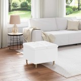 vidaXL Scaun cu buton cu pernă Alb 60 x 60 x 45 cm Piele artificială 876832