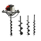 Motoburghiu de pamant pe benzina 2 timpi 2.8CP, 52cc cu 3 burghie incluse 100mm, 150mm, 200mm Thor