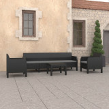 Set mobilier de gradina cu perne, 4 piese, antracit, PP ratan GartenMobel Dekor, vidaXL