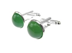 Butoni camasa cu agat verde natural 12 mm