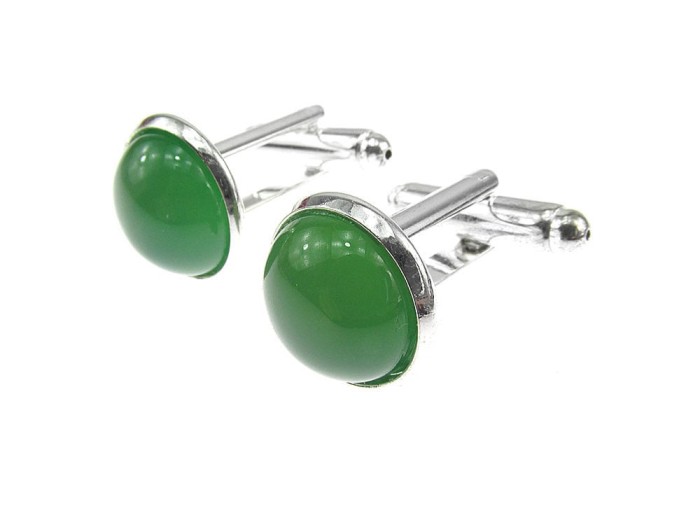 Butoni camasa cu agat verde natural 12 mm
