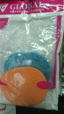 Set 2 bureți curățare față, albastru-orange foto