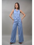 Cumpara ieftin Pantaloni Dama Lumina Como, Baby Blue, Fir Metalizat, Minimalisti, Marimi S, M, Poliester Vascoza Elastan