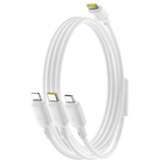 Cablu Incarcare USB-C - Lightning / microUSB / USB-C Baseus Silky 3in1, 100W, 1.5m, Alb P10377706213-00