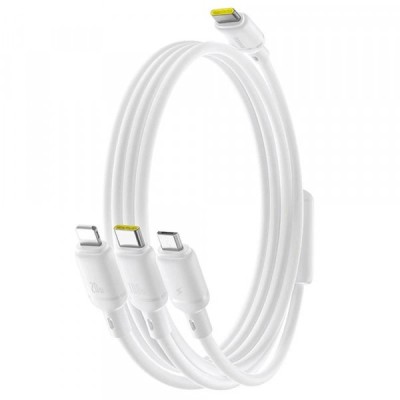 Cablu Incarcare USB-C - Lightning / microUSB / USB-C Baseus Silky 3in1, 100W, 1.5m, Alb P10377706213-00 foto