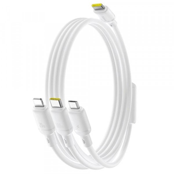 Cablu Incarcare USB-C - Lightning / microUSB / USB-C Baseus Silky 3in1, 100W, 1.5m, Alb P10377706213-00