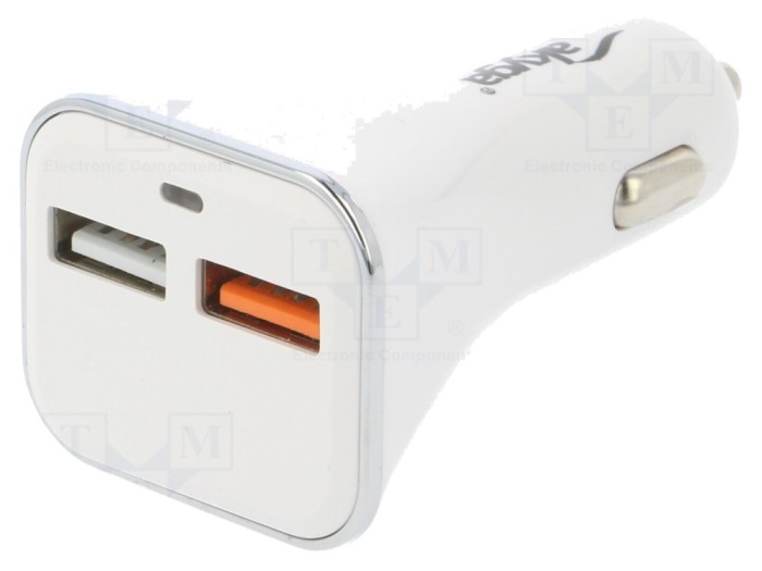 Adaptor USB dublu alb, Quick Charge 3.0