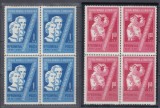 ROMANIA 1959 LP 475 FESTIVALUL TINERETULUI VIENA BLOCURI DE 4 TIMBRE MNH, Nestampilat