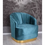 Fotoliu Art Deco Lemn Masiv Albastru, lucrat manual, 74x80x52cm