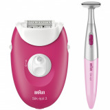 Epilator Braun Silk-epil 3 3-420, 20 pensete, 2 viteze, Roz