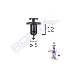 Clips Fixare Pentru Dacia Renault 8X12mm - Negru Set 10 Buc 133144 C10128-RMX