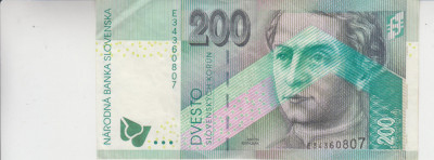 M1 - Bancnota foarte veche - Slovacia - 200 Koroane - 1999 foto