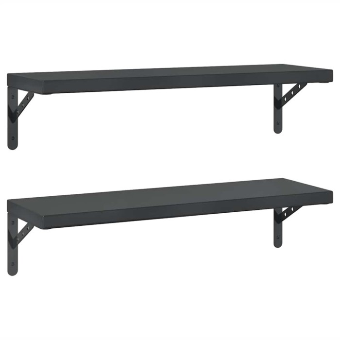 Rafturi de perete, 2 buc. 75x23,5 cm negru otel inoxidabil