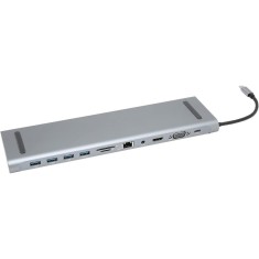 Statie de andocare pentru laptop 11 in 1 Techstar? CYC11IN1, 3 x USB 2.0. 1 x USB 3.0, LAN RJ45 Ethernet, Cititor De Carduri SD/TF, AUX Port 3.5 mm, H foto