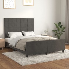 vidaXL Cadru de pat fără saltea, gri &icirc;nchis, 140x190 cm, catifea