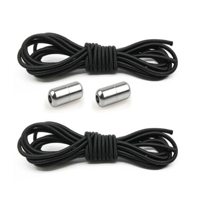 Set 2 sireturi elastice cu sistem de prindere, capsula metalica - Negru foto