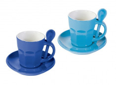 Set 2 cani pentru cafea - Intermezzo - albastru/albastru inchis foto