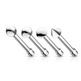 Piercing pentru nas din oțel inoxidabil - diverse forme de cap, finisare netedă - Diametru piercing: 1 mm, Formă bilă: Conic