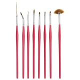 Set de pensule, 8 piese - roşii, INGINAILS