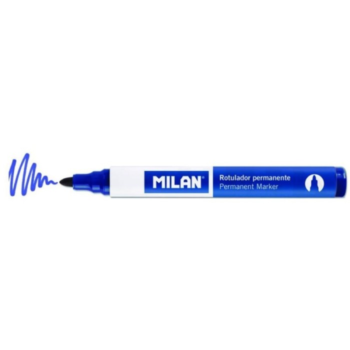 Marker permanent pe baza de alcool, varf rotund 2 mm, albastru