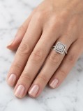 Cumpara ieftin Inel din Argint 925 Square Double Halo, cu Pavaj de Cristale Zirconia