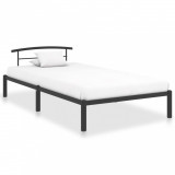 Cadru de pat, negru, 100 x 200 cm, metal, Cires, Dublu, Cu polite semirotunde, vidaXL