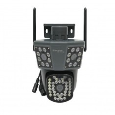 Camera de supraveghere 3 lentile, 3 obiective 6 MP, WIFI 2.4GHz, rotire 360 grade PTZ cu senzor de miscare, alarma, detectie umana si aplicatie IPC360