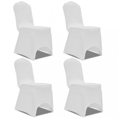 Husă de scaun elastică, 4 buc., alb foto