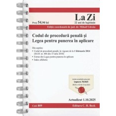 Codul de procedura penala si Legea de punere in aplicare. Cod 809. Actualizat la 1.10.2025, Mihail Udroiu