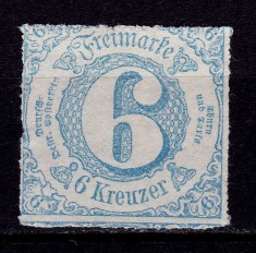 ✅ (S45) Germania veche - Thurn und Taxis 1865 &quot;Cifra in cerc &quot; , 6 Kr Michel nr. 43 , nestampilat/negumat