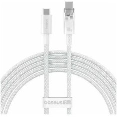 Cablu alimentare si date Baseus,Explorer Smart Temperature Control,Fast Charging pt smartphone,USB Type-C(T) la USB Type-C(T),100W,braided,2m,alb