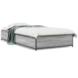 VidaXL Cadru de pat, gri sonoma, 90x190 cm, lemn prelucrat și metal 845119
