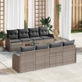 VidaXL Set Canapea Grădină Gri 9 pcs Gri mare Ratan, Poliester