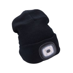 EXTOL LIGHT caciula, neagra, tricotata, cu lanterna frontala LED deta?abila, 4?45 Lumen; Li-ion reincarcabila USB, 3 func?ii (100%-75%-50% luminozitat foto