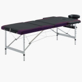 Masa pliabila de masaj, 3 zone, negru si violet, aluminiu GartenMobel Dekor, vidaXL