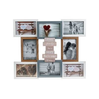 Rama foto 50x42 cm, cu mesaj familie, 8 poze, Lemn, ATU-086063 foto