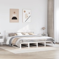 vidaXL Cadru de pat fără saltea, alb, 200x200 cm, lemn masiv pin