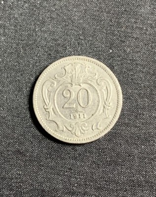 Moneda 20 halleri 1911 Austria foto
