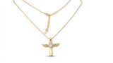 Cumpara ieftin Lantisor din argint 925 placat cu aur cu medalion Ingeras si cristale inima