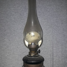 Lampa petrol veche cu fitil functionala cu sticla 31 cm inalt.completa,T.POSTA