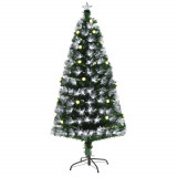 Brad de Craciun artificial de 120 cm, cu 130 de ramuri cu lumina LED cu fibra optica, baza pliabila detasabila, verde &Phi;63x120cm HOMCOM | Aosom Romania