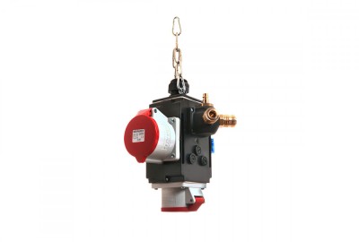 Distribuitor de energie suspendat cu 1 priza trifazica 400V 5 poli 16A 1 priza trifazica 400V 32A 5 poli si 1 prize monofazica schuko IP44 cu conexiun foto
