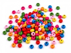 Margele colorate din lemn pentru activitati crafts, 100 piese, 5x6 mm