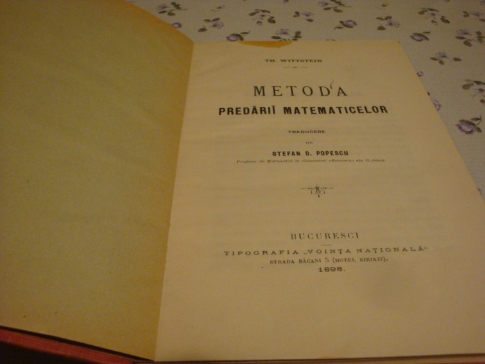 Th. Wittstein - Metoda predarii matematicilor - 1898 - trad. Stefan Popescu