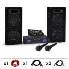 Electronic-Star SET PA DJ &amp;amp;quot;DJ-25M&amp;amp;quot; PA Amplificator Boxe-Microfon- Mixer 1600W foto