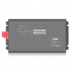 Invertor de putere cu und? sinusoidal? pur? Techstar®, DC 24V la AC 220V, Afi?aj LCD, 1000w, Pretabil Rulota, Autorulota, Camper, Barca, Casa independ