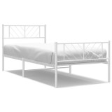 Cumpara ieftin Cadru de pat metalic cu tablie de cap/picioare, alb, 107x203 cm