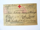 Rara! Carte postala tipografiata Crucea Rosie cenzurata militar Kiev 1917 expediata de un prizonier WWI din lagarul Saliivka